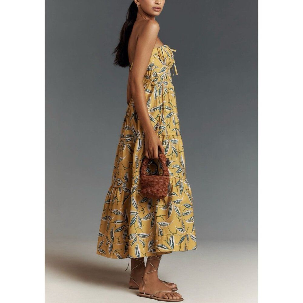 Anthropologie Yellow Strapless Floral Midi Dress - Picture 12 of 12